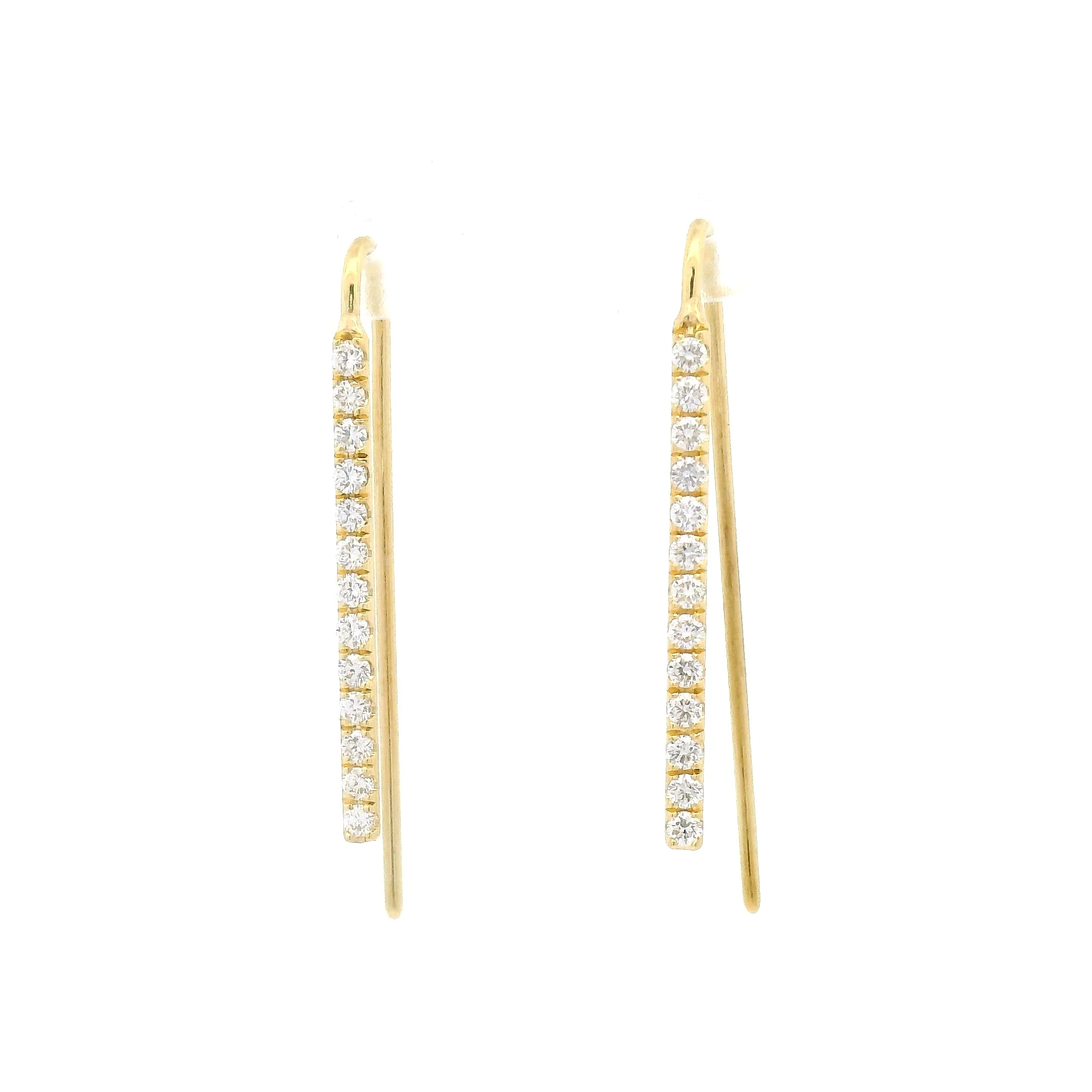 18k Yellow Drop Earrings with 0.46cts Natural Diamonds - Image 5
