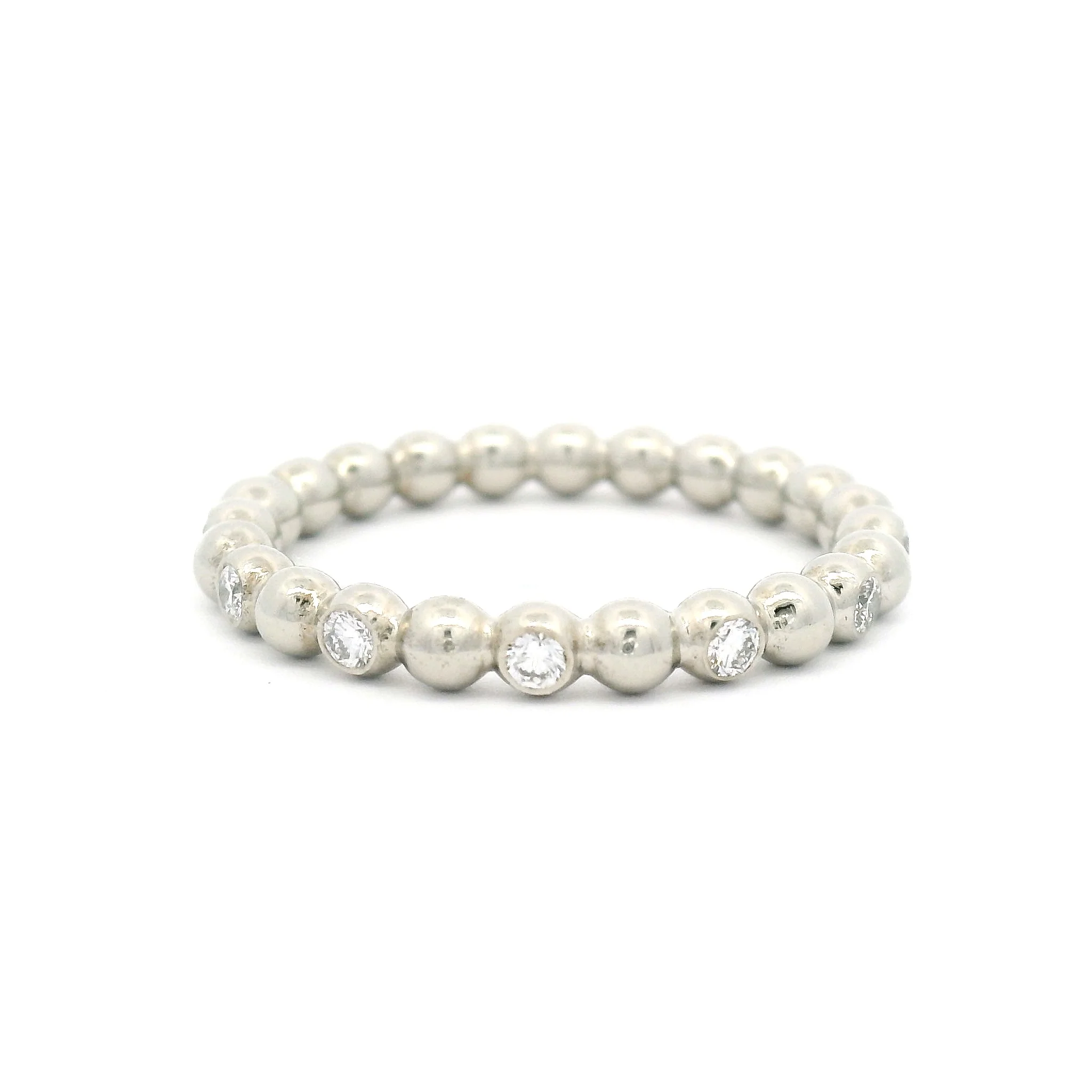 14k White Ball Eternity Band with 0.26cts Diamonds