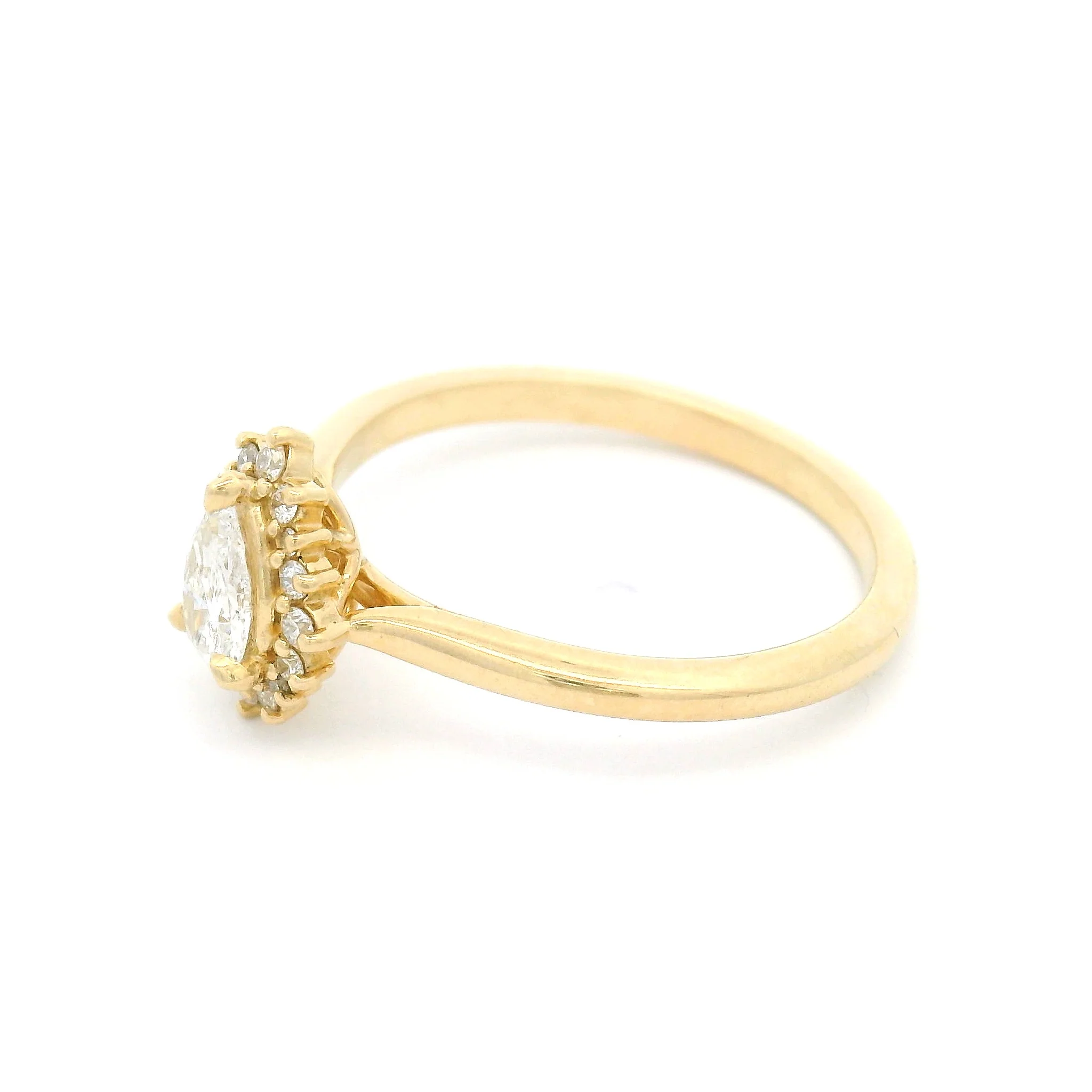 10k Yellow Engagement Ring with 0.31ct Lab-Grown Pear-Cut Diamond and Accent Lab Diamond Halo - Image 3