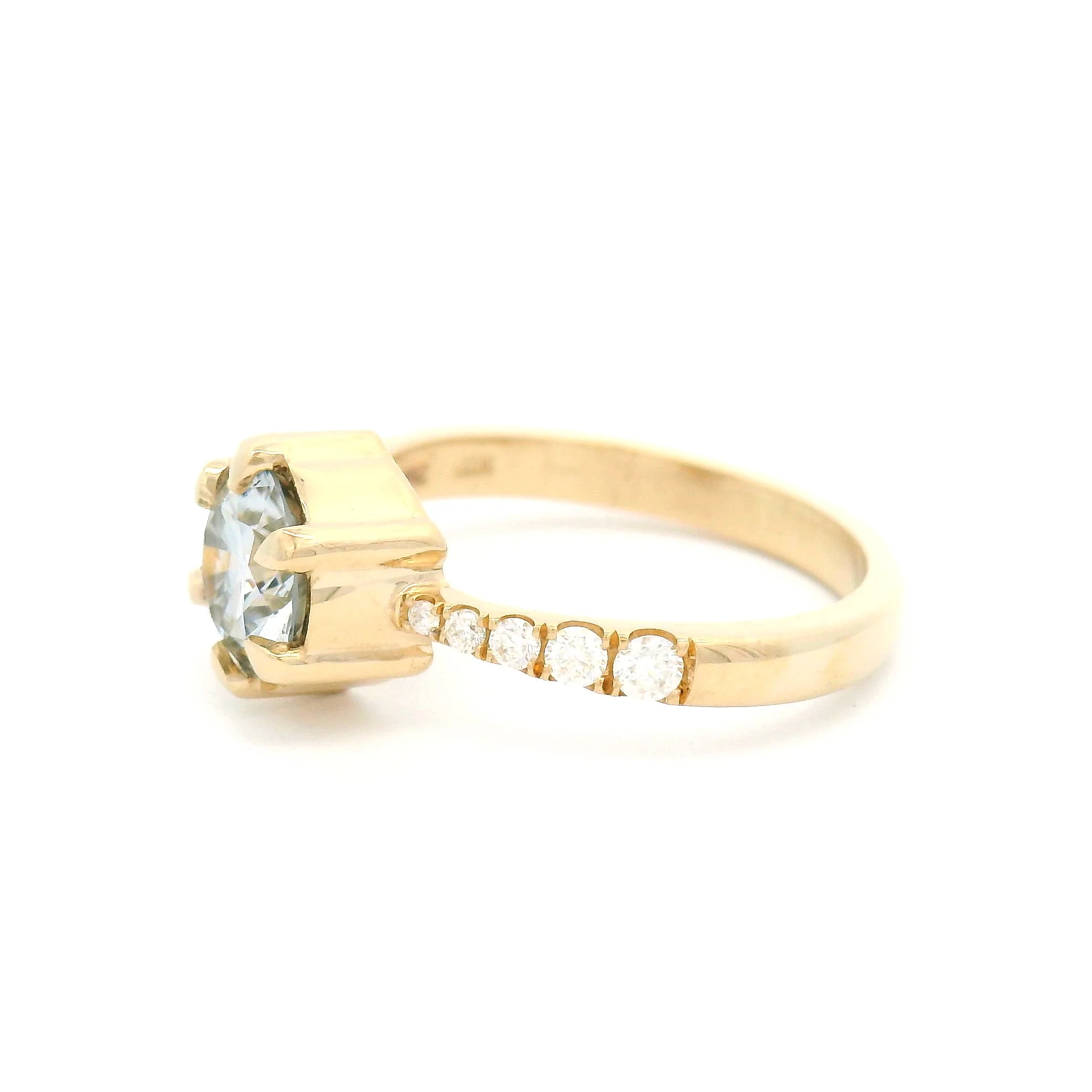 Catelyn - 10k Yellow Engagement Ring with 1.05ct Grey Moissanite and Accent Moissanite - Image 3