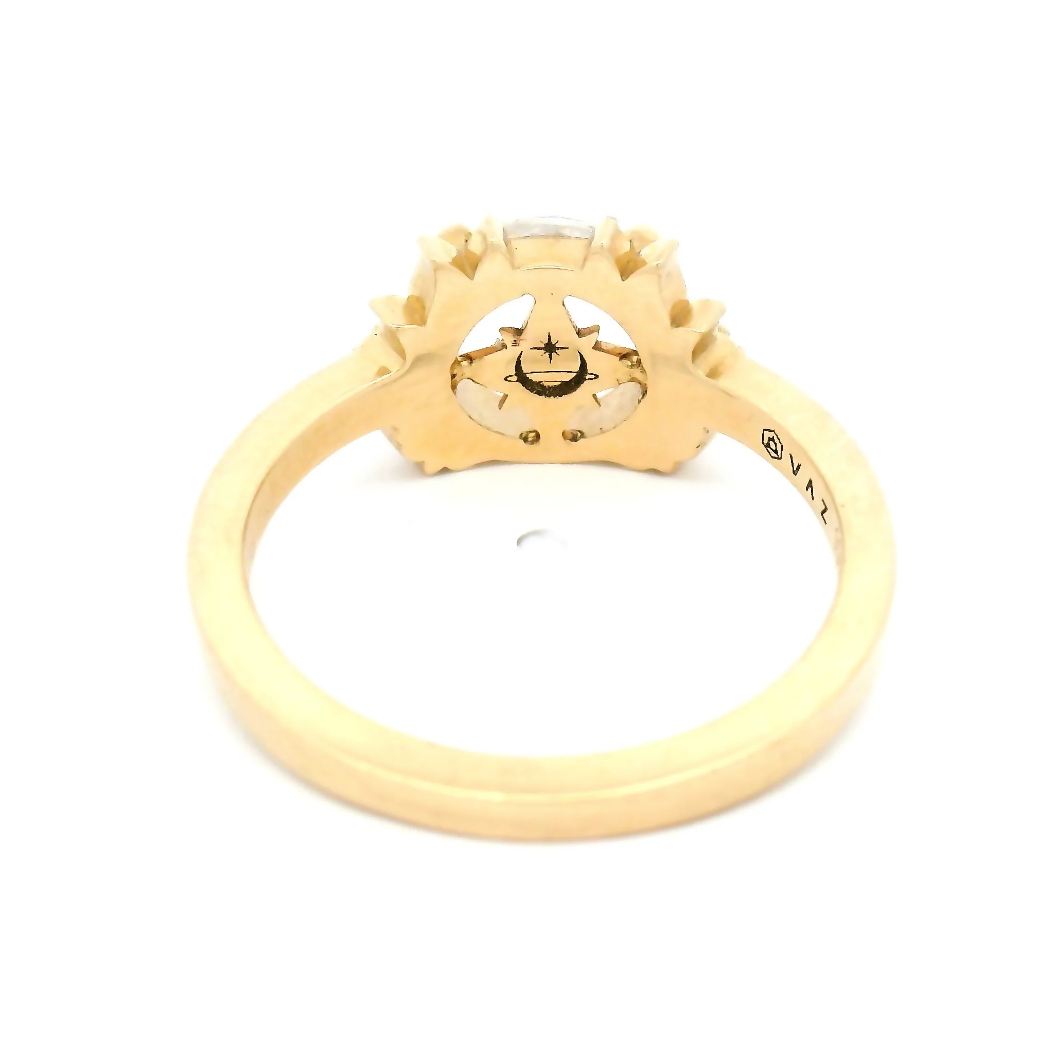 10k Yellow Ring with 0.50ct Portrait-Cut Moissanite and Accent Moissanites - Image 4