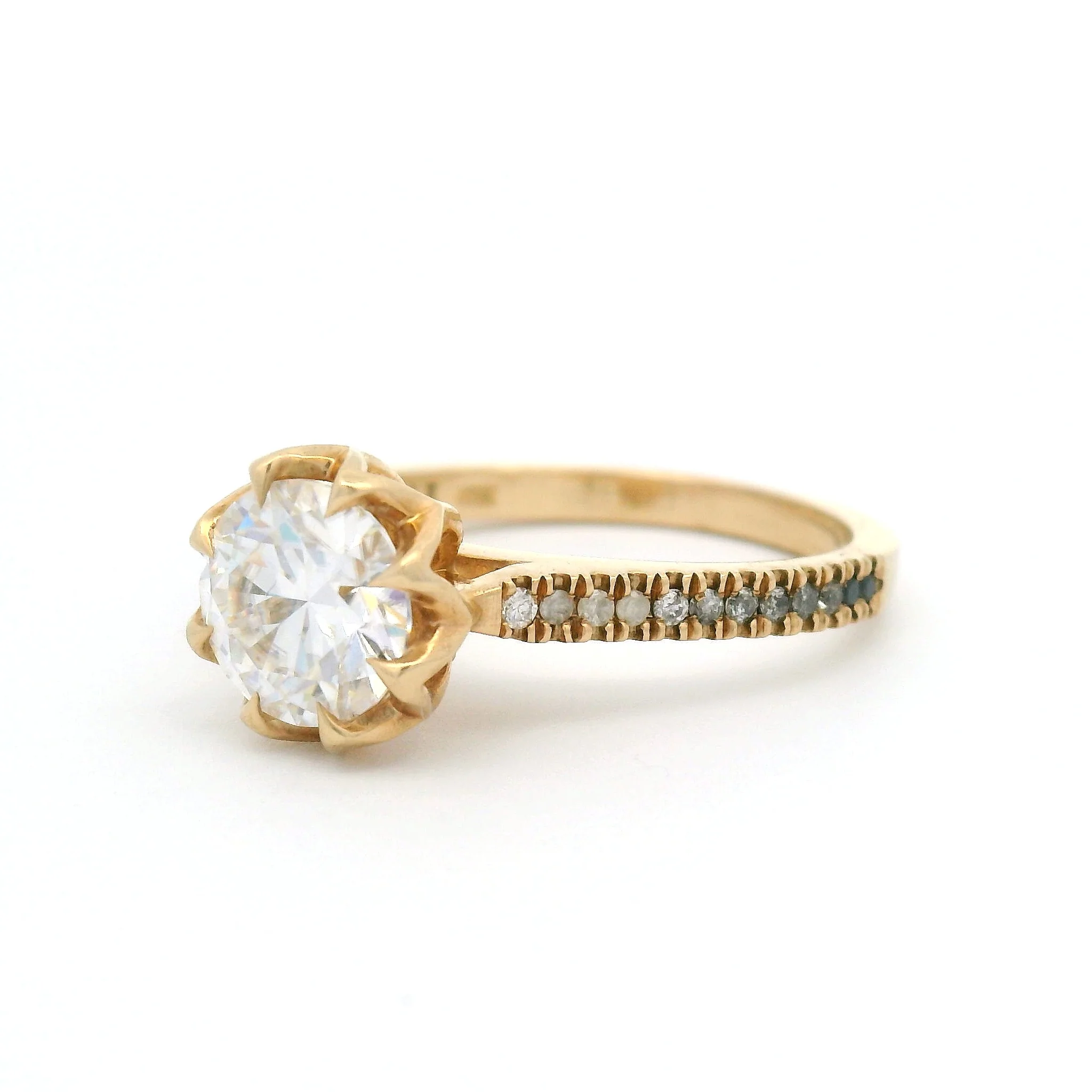 10k Yellow Engagement Ring with 1.25ct Moissanite and Accent Diamonds - Image 2
