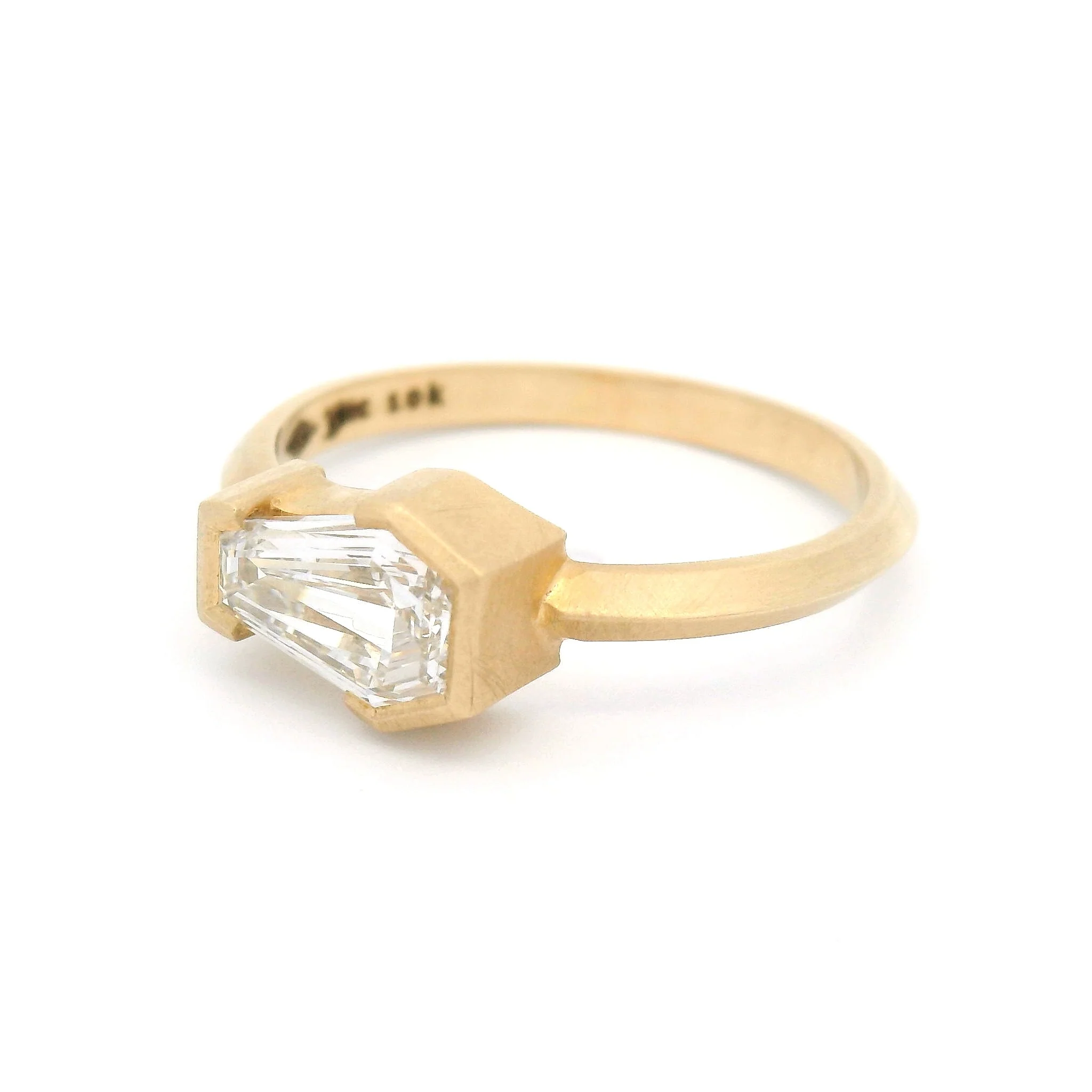 10k Yellow Solitaire with 1ct Lab-Grown Coffin-Cut Diamond - Image 2
