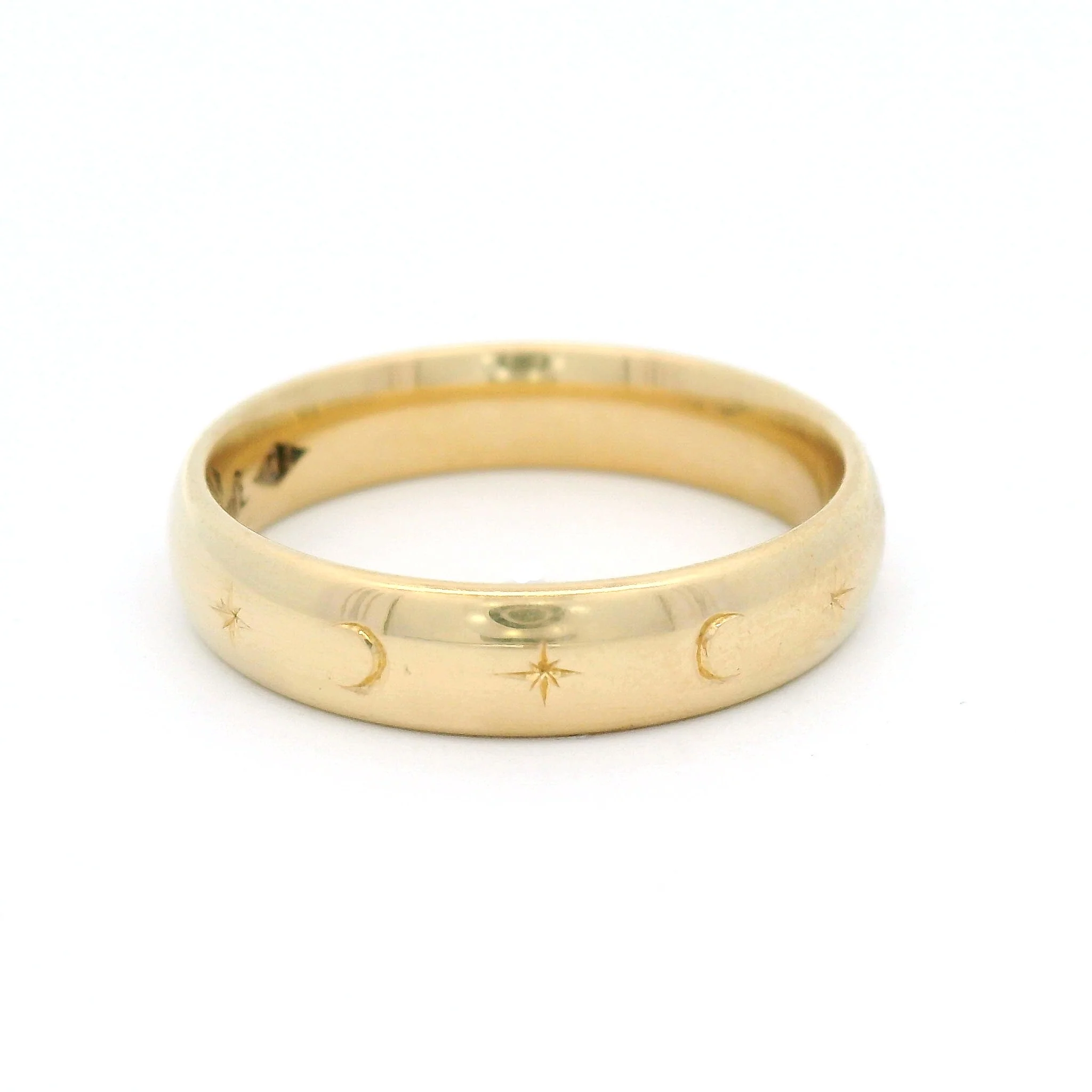 10k Yellow 4mm Wide Engraved Celestial Band