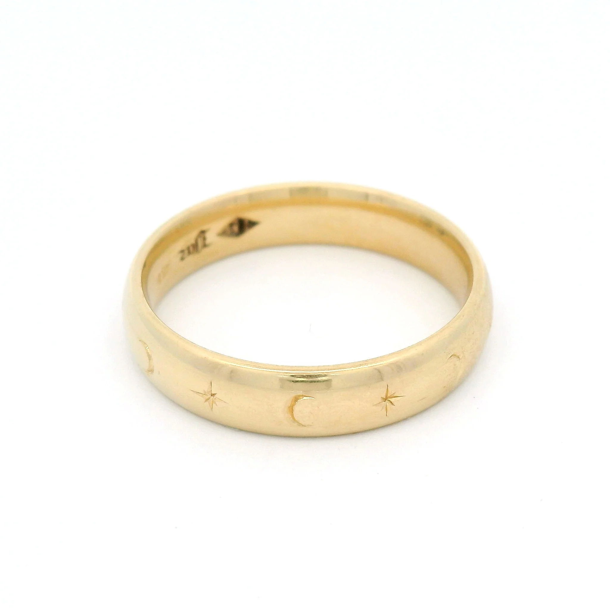 10k Yellow 4mm Wide Engraved Celestial Band - Image 2