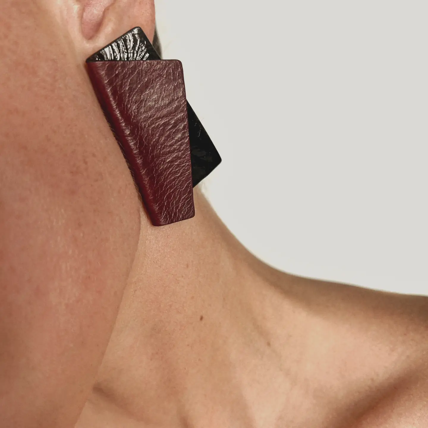 Verto Burgundy Leather Earrings - Image 3