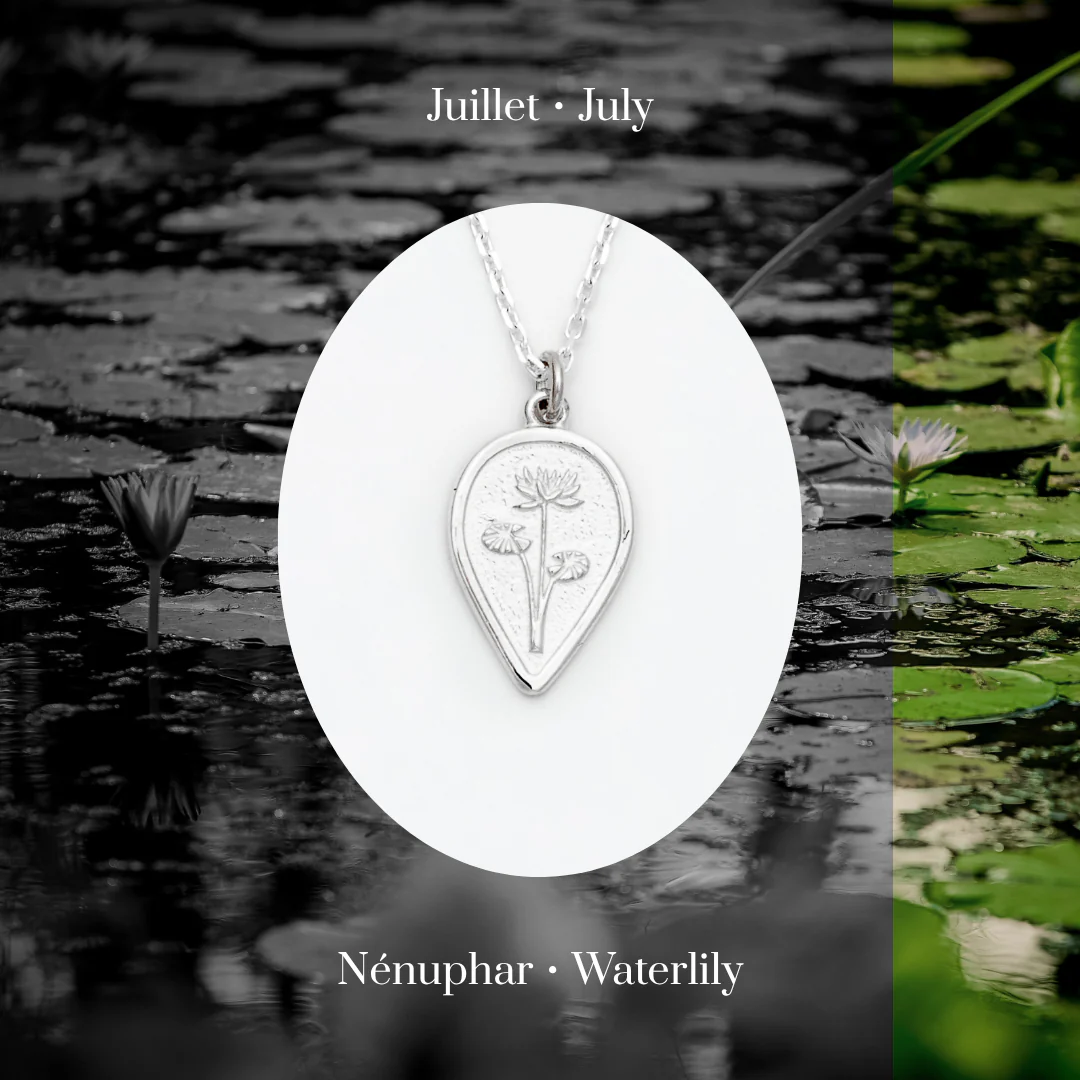 Waterlily July Birth Flower Necklace - Image 3