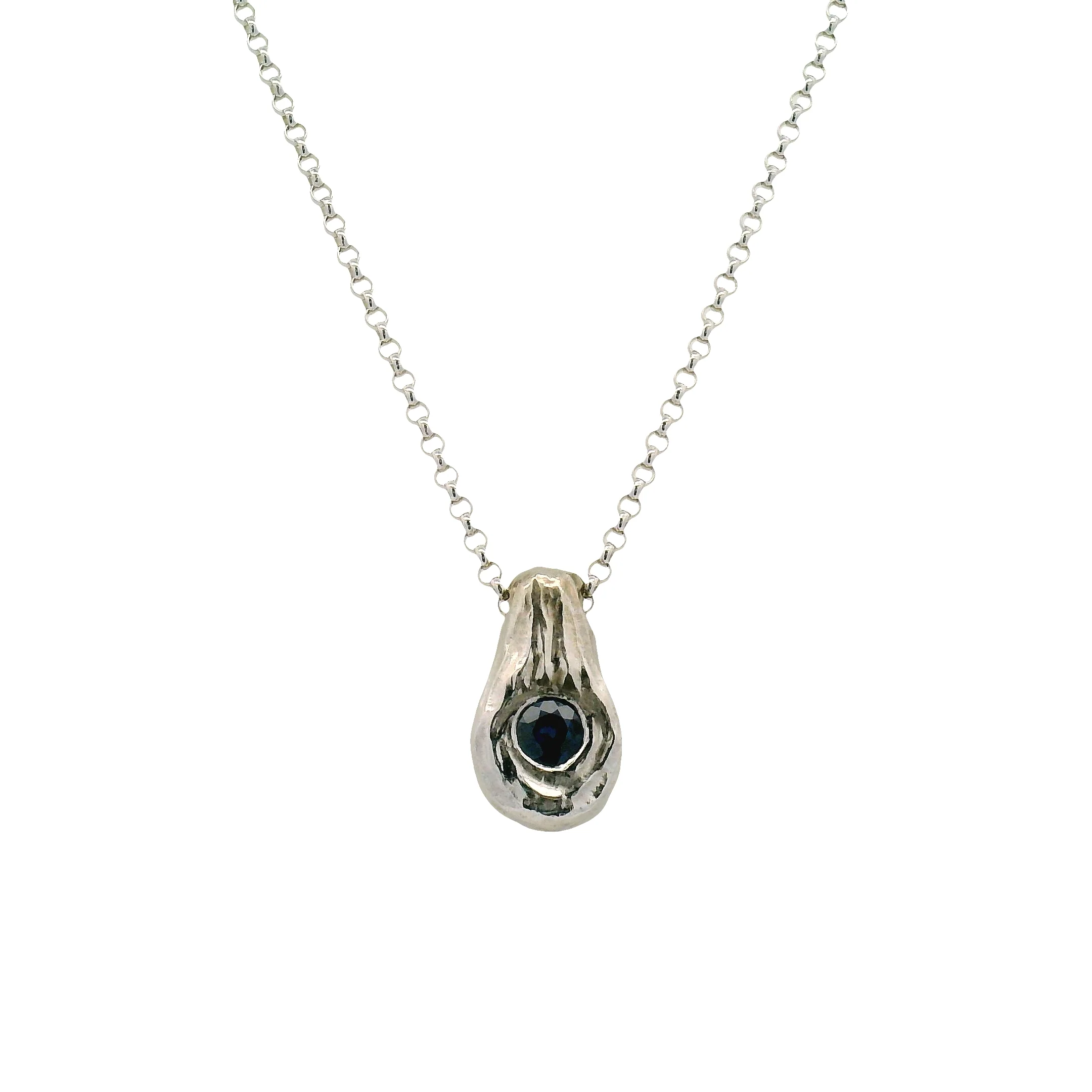 White Gold Sapphire Pendant - Image 2