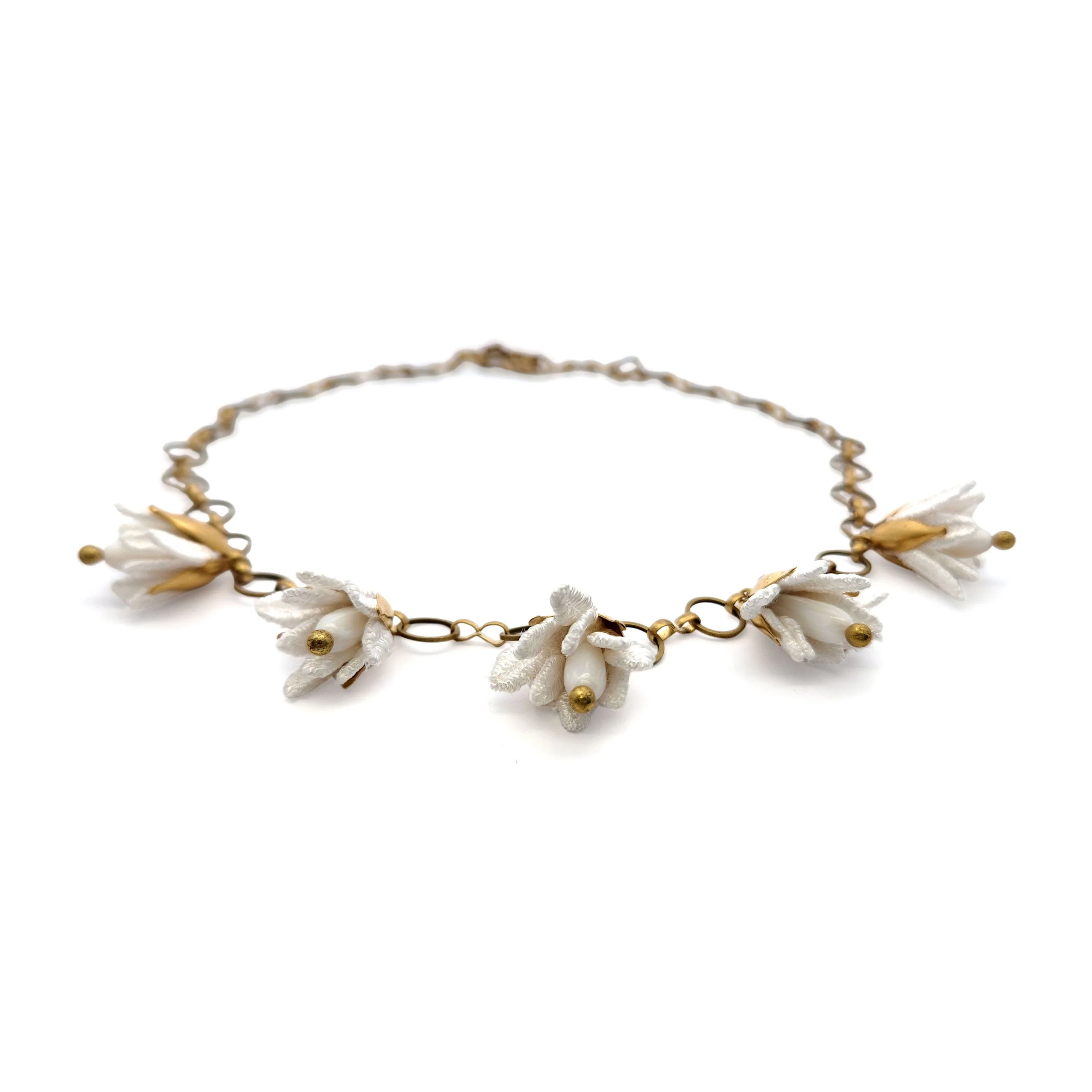 White Jasmine Floral Lace Necklace - Image 2
