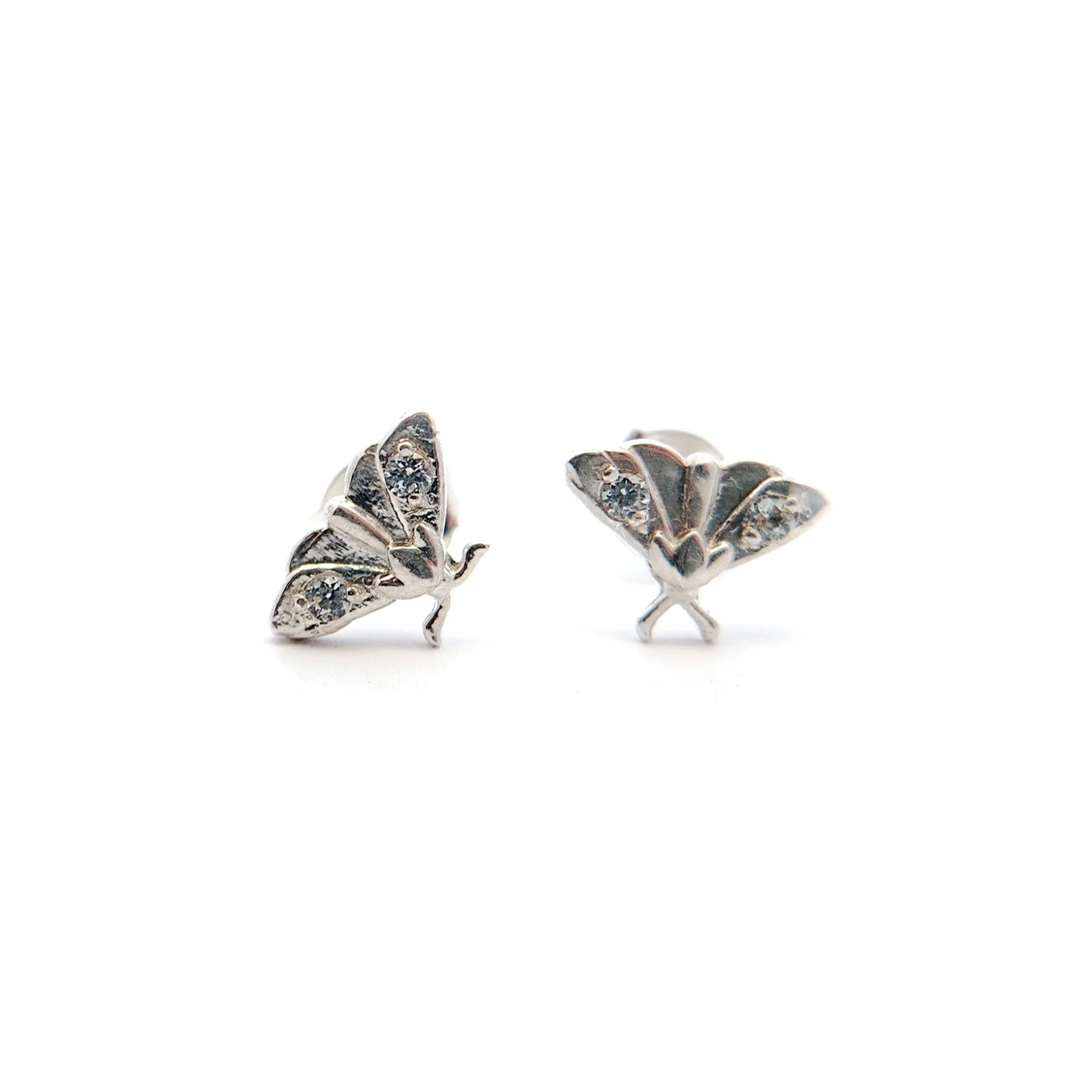 White Sapphire Mini Moth Studs - Image 2