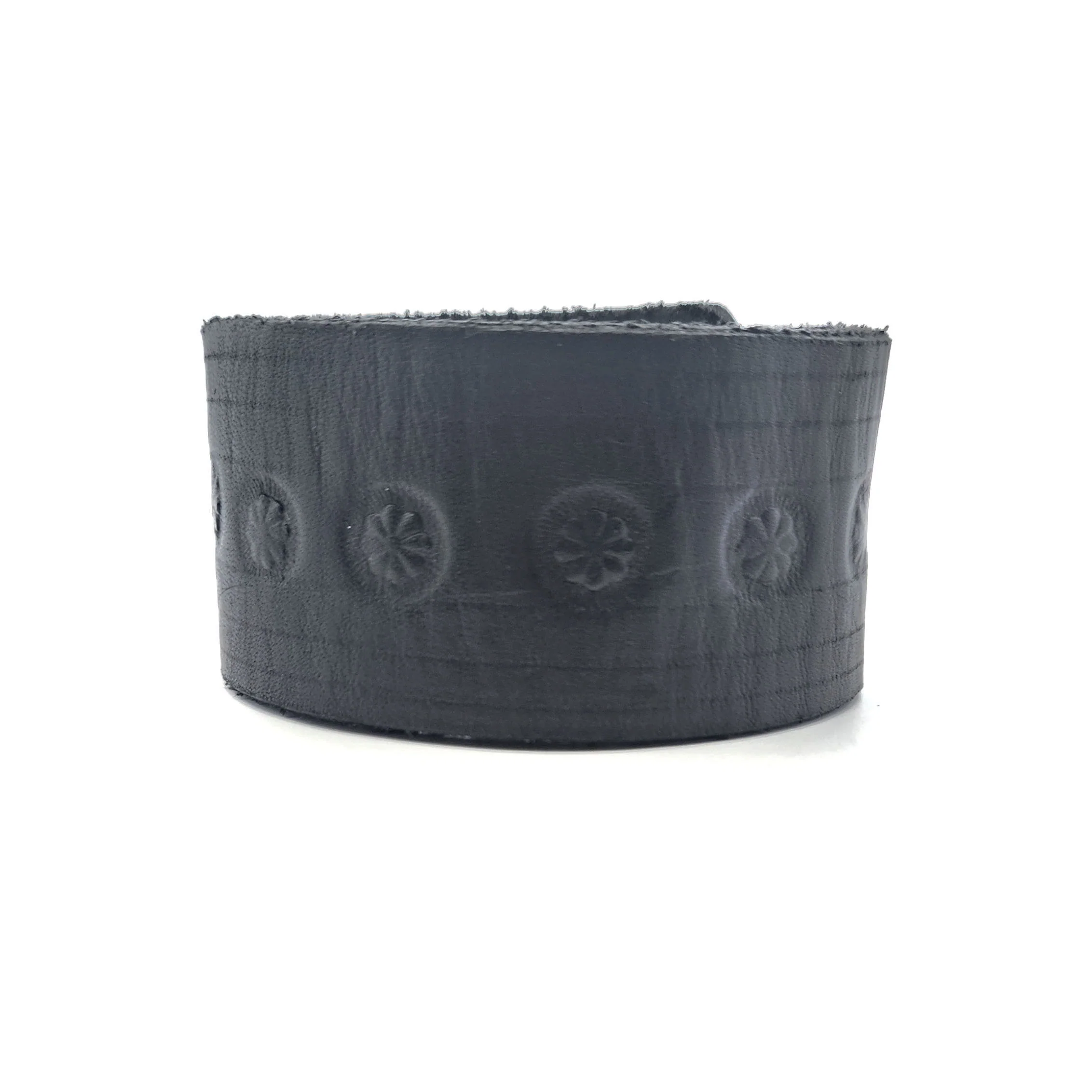 Wide Black Floral Leather Bracelet