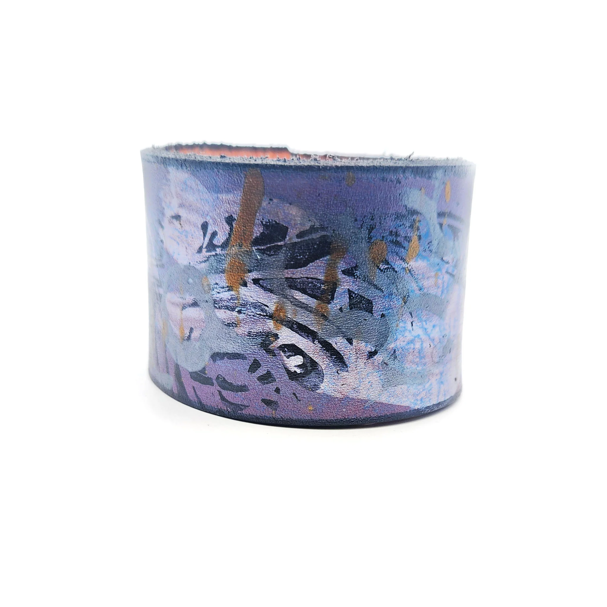 Wide Purple Leather Bracelet