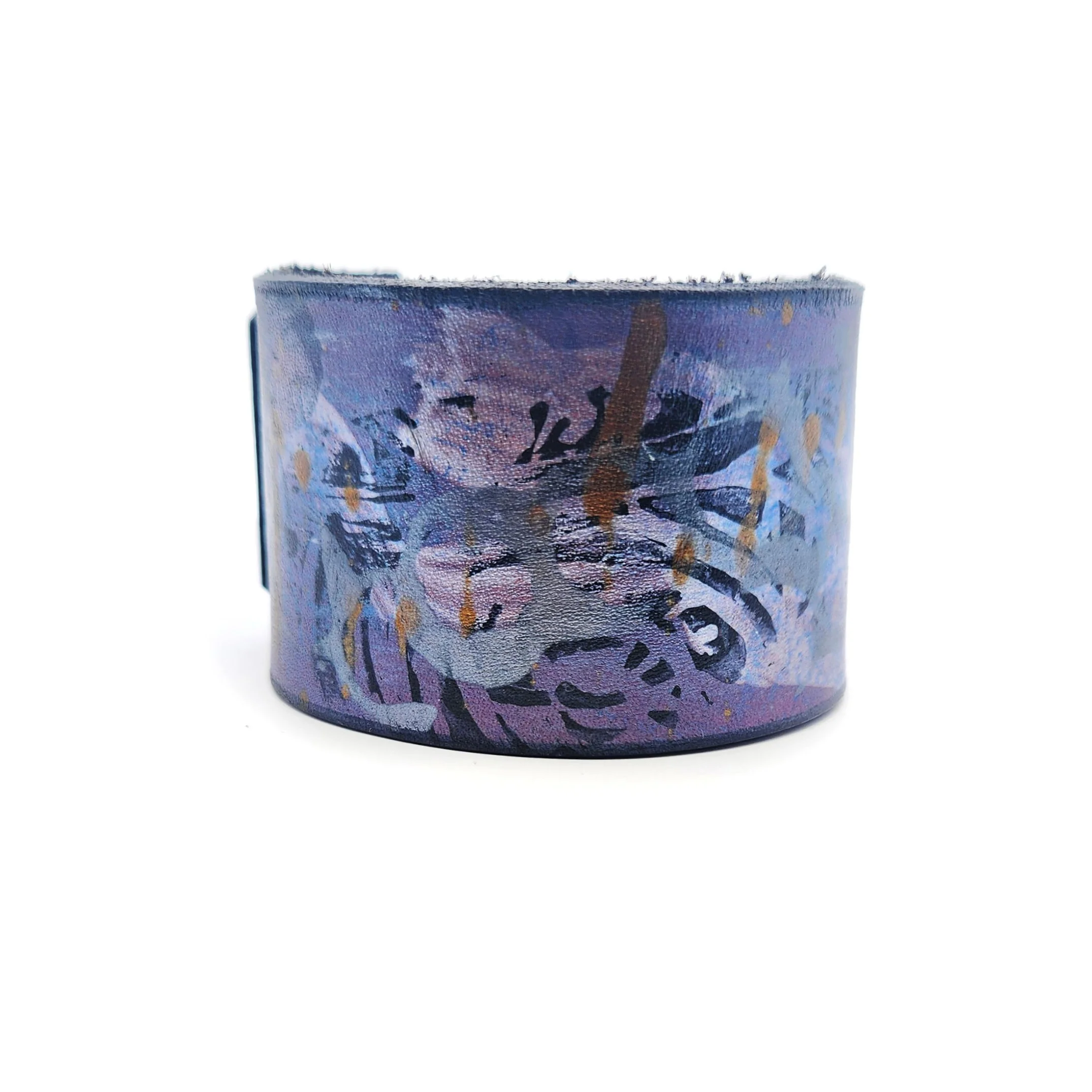 Wide Purple Leather Bracelet - Image 3