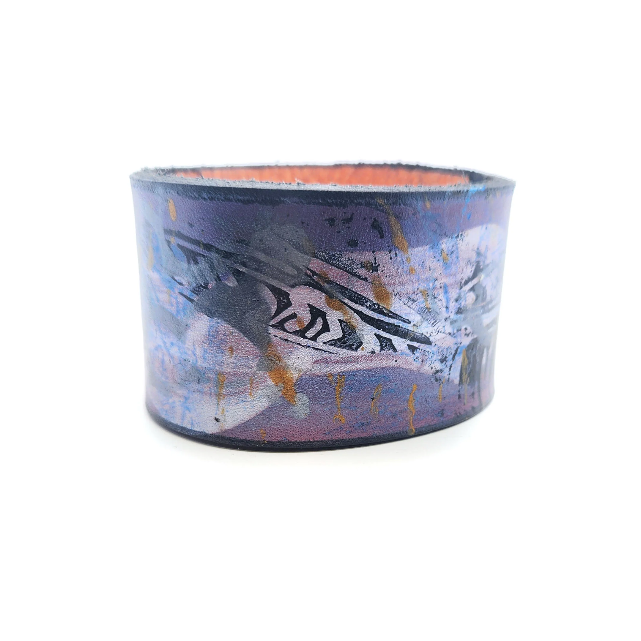 Wide Purple Leather Bracelet - Image 4