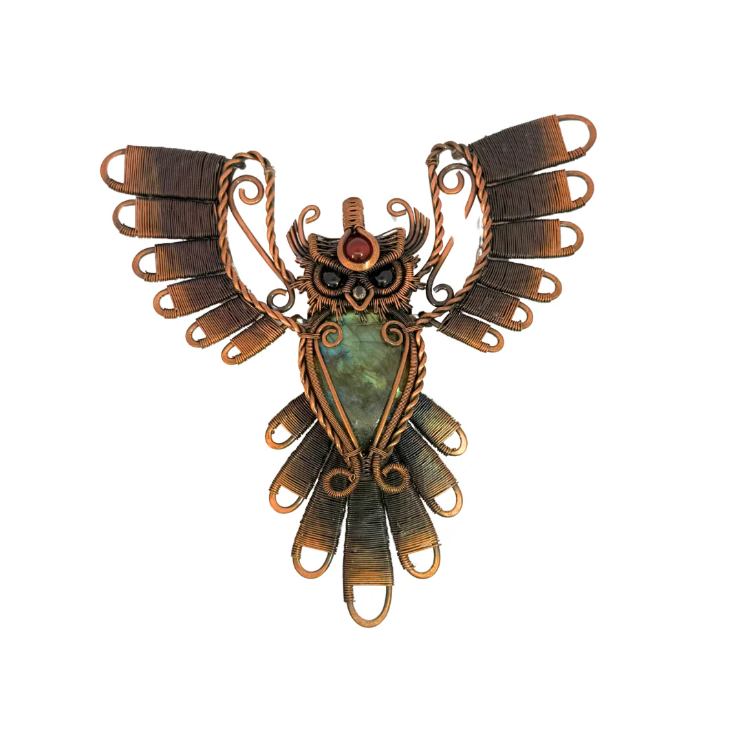 Wire Wrap Labradorite Owl Pendant