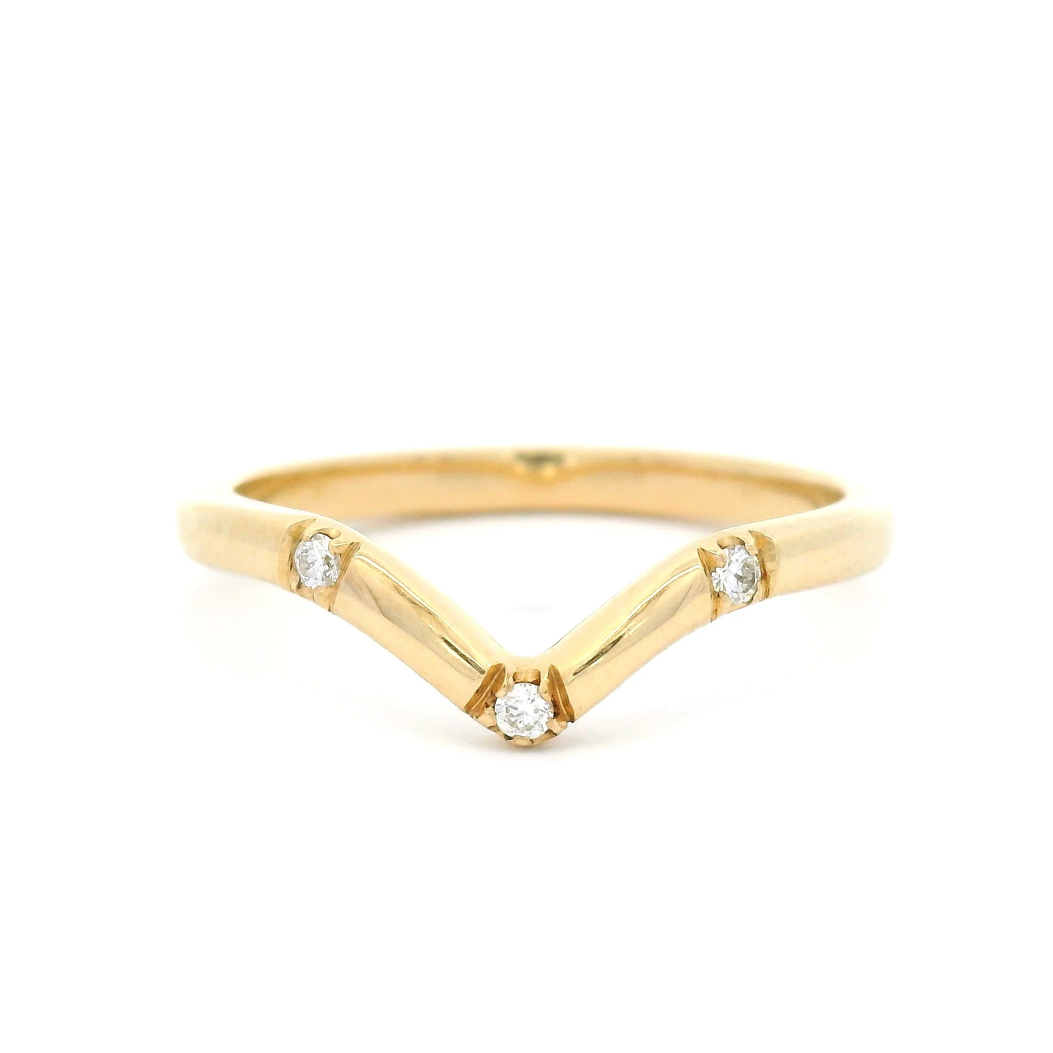 14k Yellow Contour Band with 0.045cts Natural Round Brilliant-Cut Diamonds