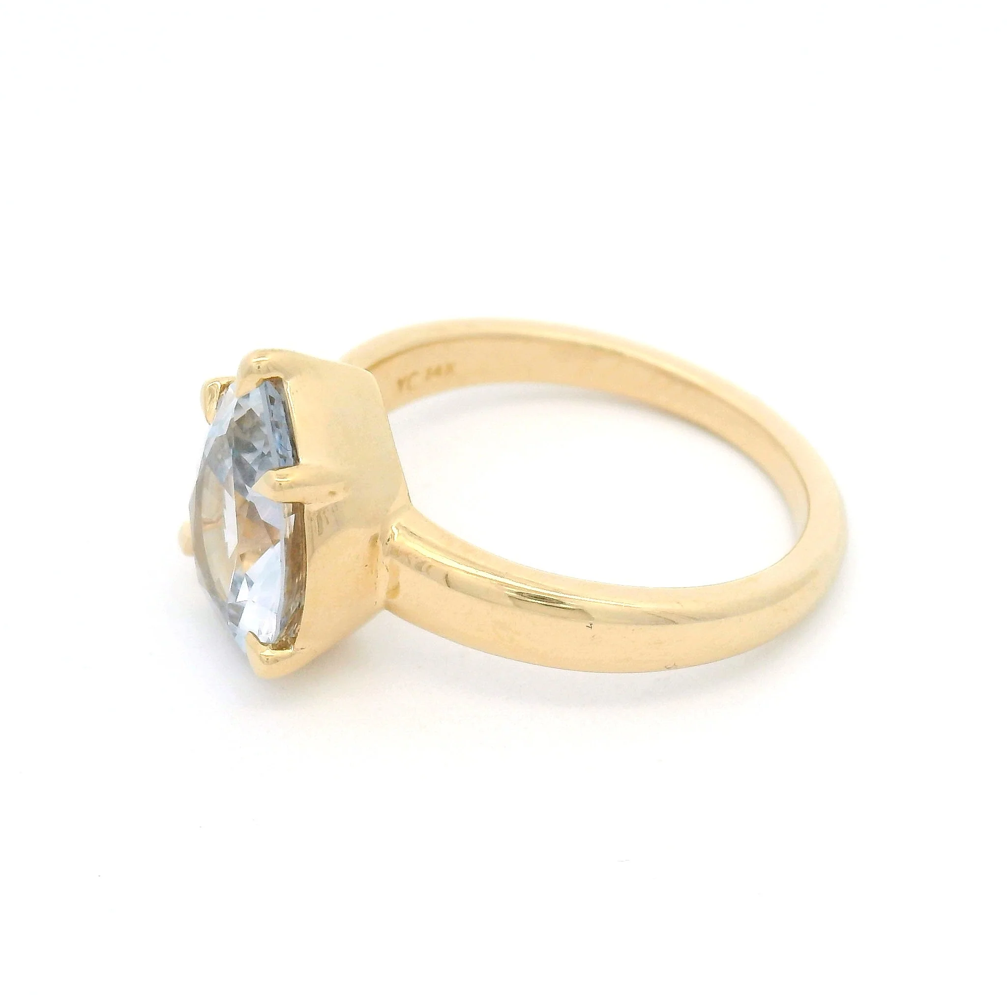 14k Yellow Solitaire with Natural 2.71ct Pear-Cut Pale Blue Sapphire - Image 3