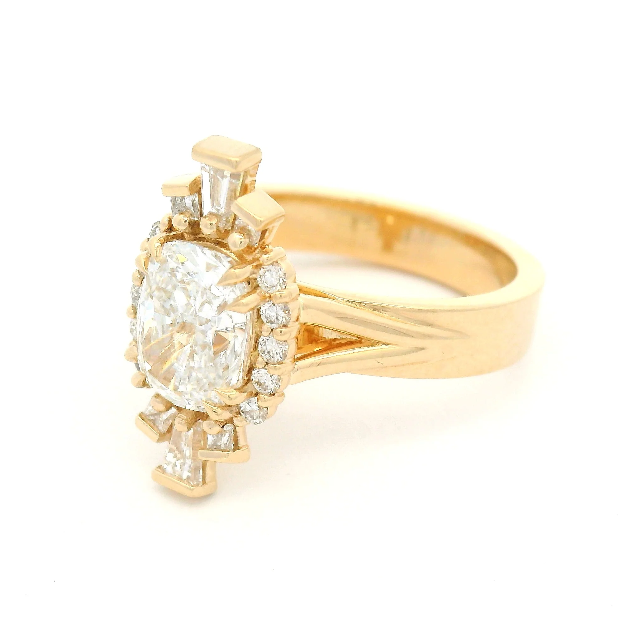 14k Yellow Engagement Ring with 1.0ct Lab-Grown Diamond and Accent Lab Diamonds - Image 2