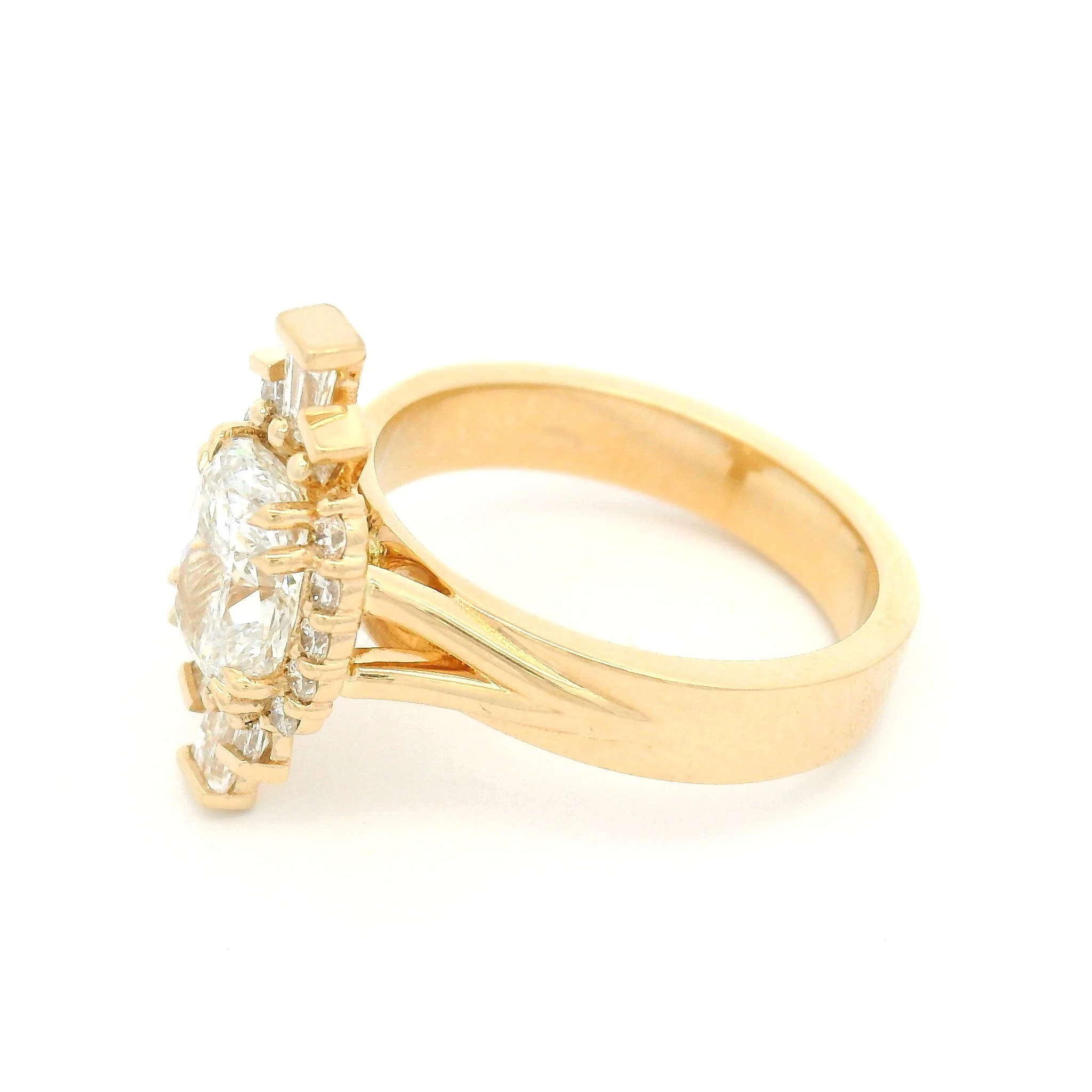 14k Yellow Engagement Ring with 1.0ct Lab-Grown Diamond and Accent Lab Diamonds - Image 3