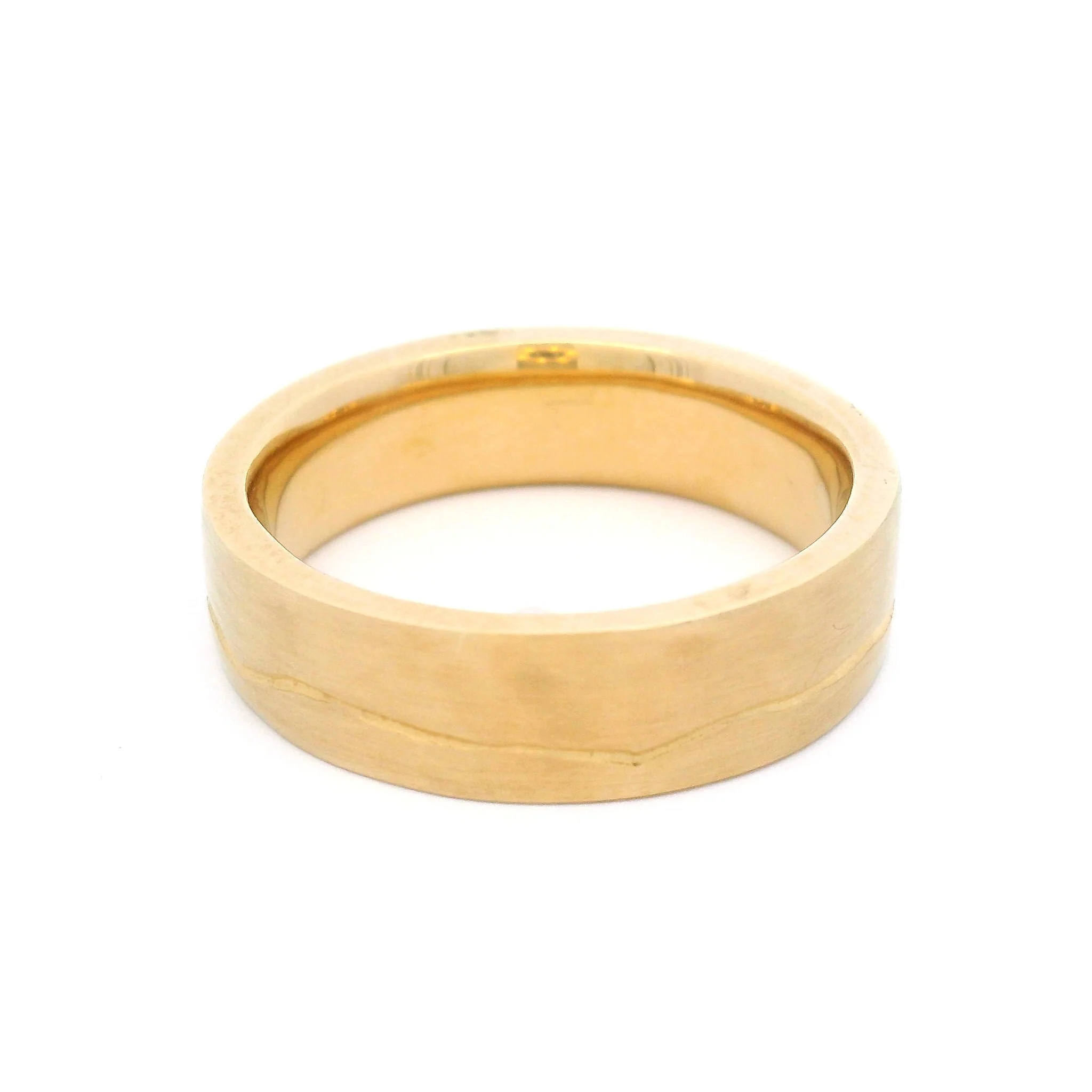 10k Yellow 6mm Wide Wandering Path Wedding Band - Image 2
