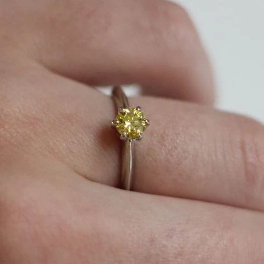 14k White Solitaire with 0.50ct Yellow Diamond - Image 5