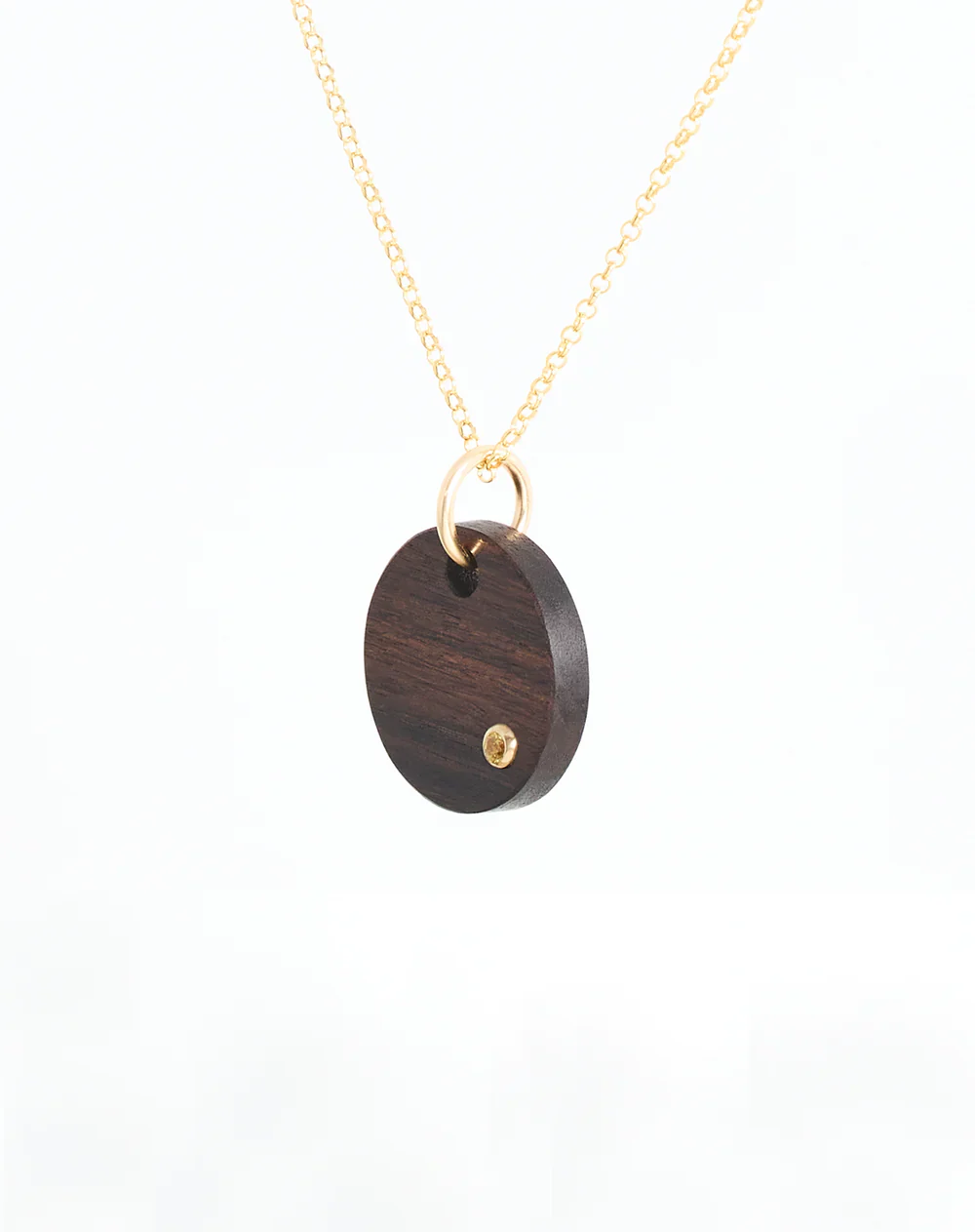 Yellow Sapphire Round Wood Pendant - Image 3